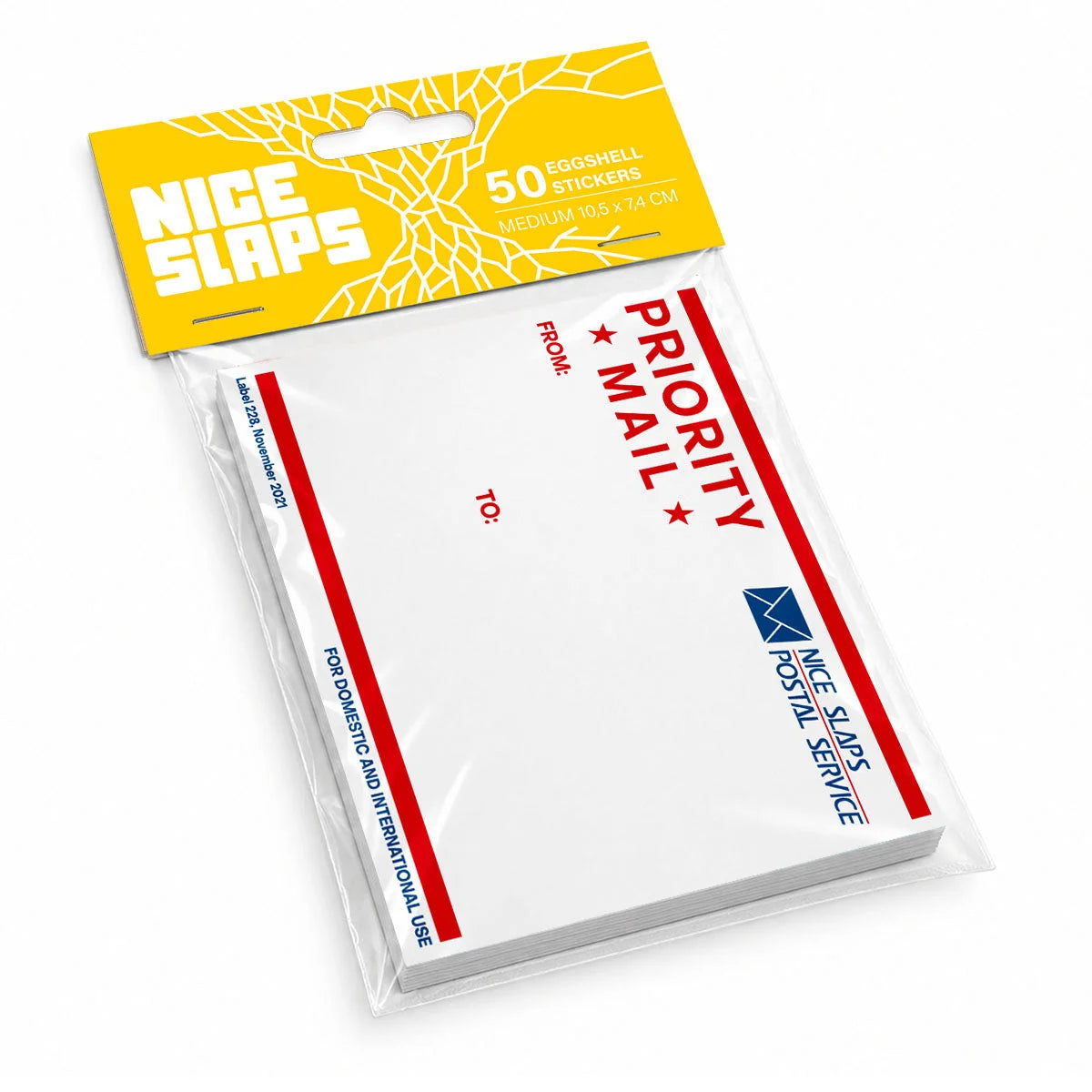 Eggshell Sticker Priority Mail Red, Medium 50pcs