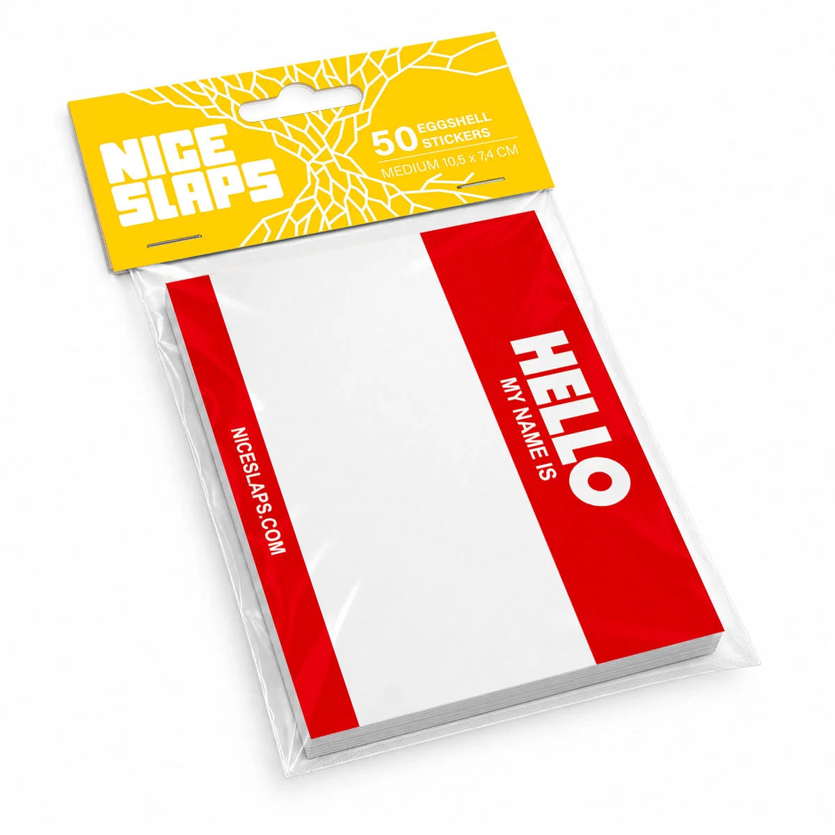 Eggshell Sticker Hello My Name Is Red, Medium 50pcs