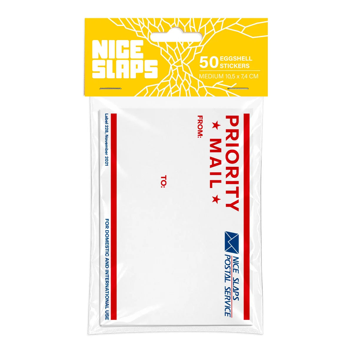 Eggshell Sticker Priority Mail Red, Medium 50pcs